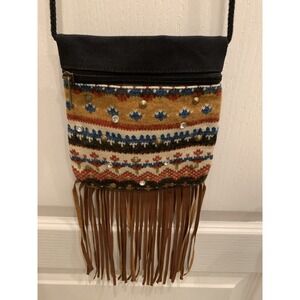Olsonboye Small Beaded Boho Embroidered Crossbody Jeweled and Fringe
